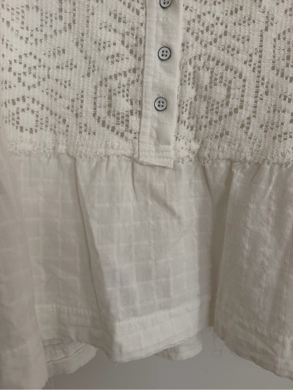 NWT pilcro Anthropologie boxy crochet babydoll blouse white small - Picture 5 of 7